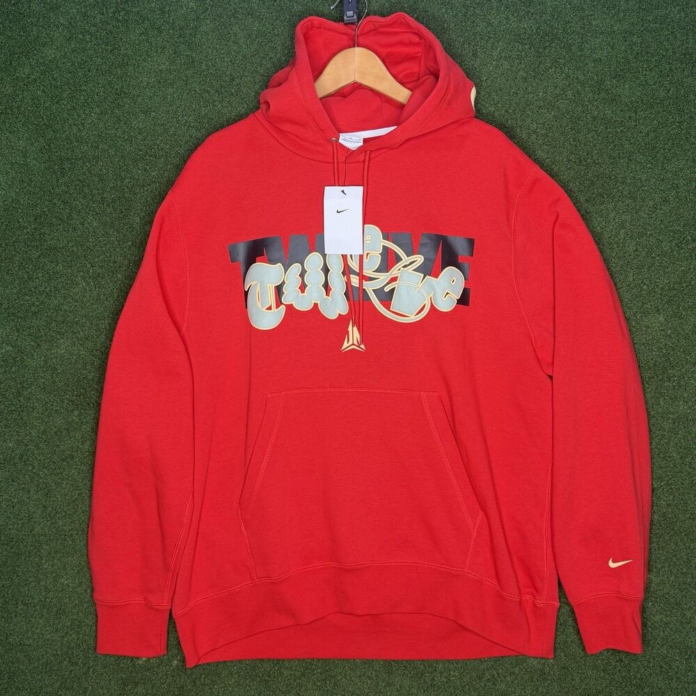 Sz XL Nike Ja Morant Men's Fleece Basketball Hoodie Pullover Red FZ1038-657